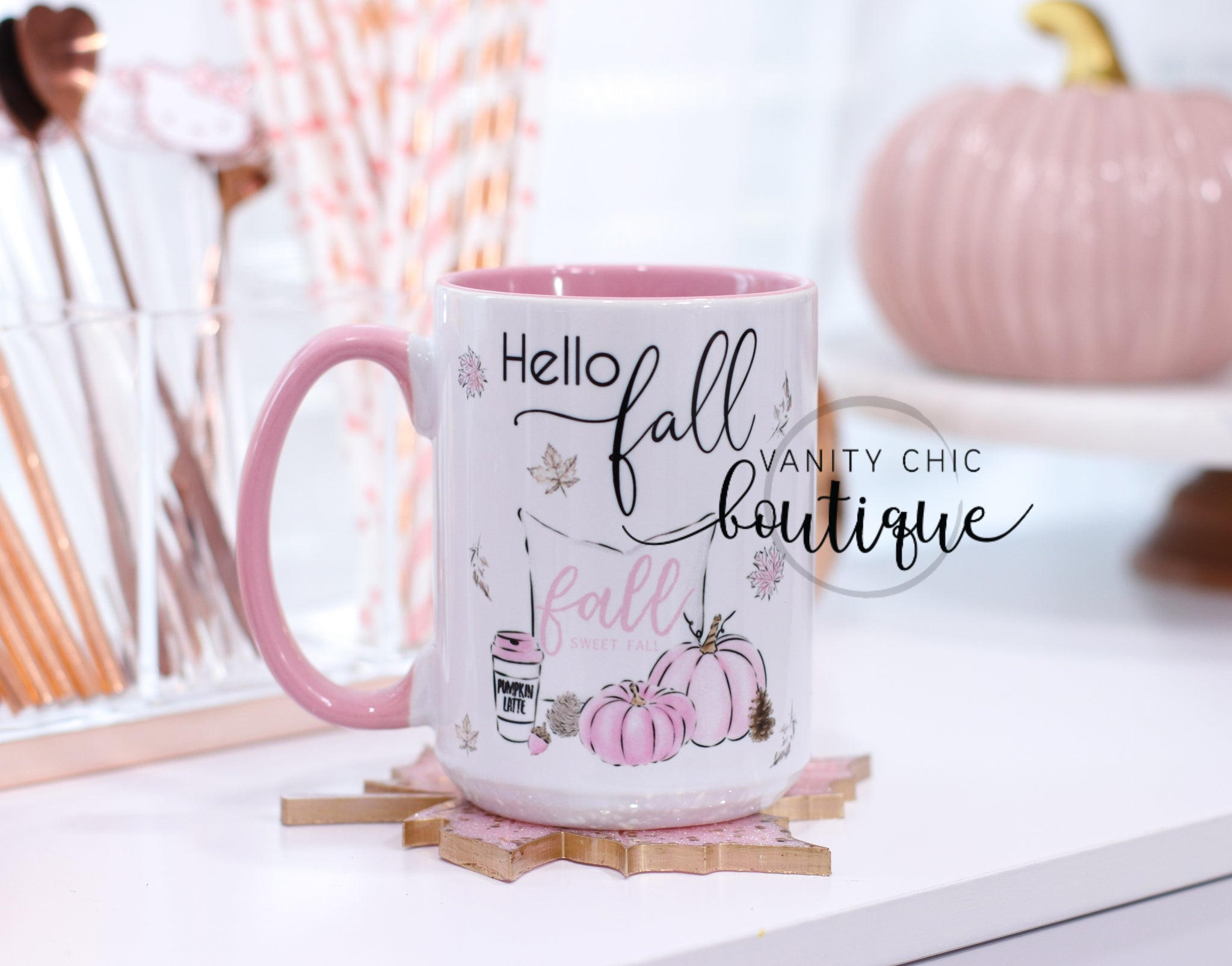 Pink Hello Fall Coffee Mug