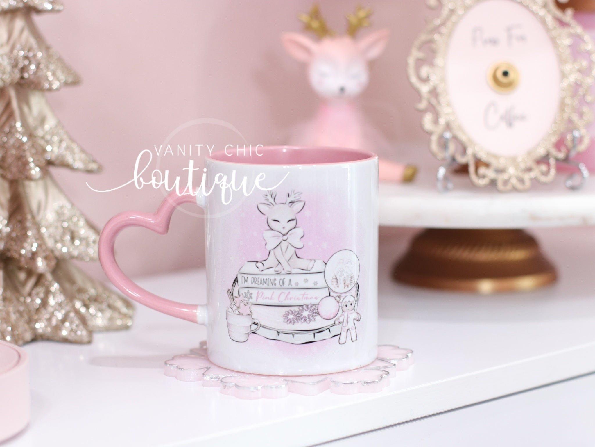 Dreaming of a Pink Christmas (Deer) mug