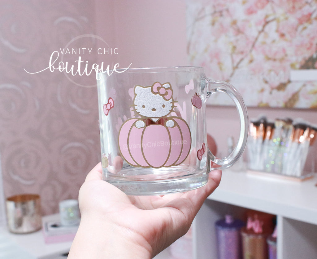 Hello Kitty Glass Cup, Hello Kitty, Pumpink Glass Cup, Pumpink